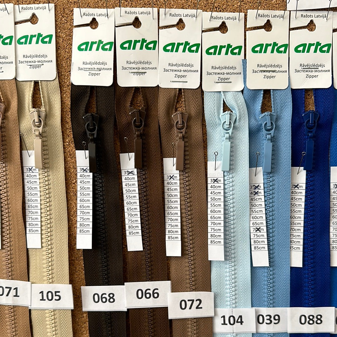 ARTA-F Tractor zipper 40cm bottom open, in different colors